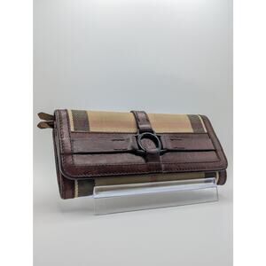 Vintage Full Inclusion Burberry HouseCheck Canvas & Leather Continental Wallet